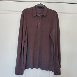 Men's Jacquard Long-sleeve Polo Shirt, Size L